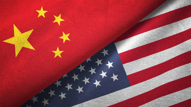 United States and China flag together realtions textile cloth fabric texture